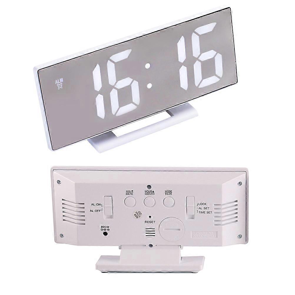LED Large Screen Digital Alarm Clock For Students And Bedroom Use In White Color With Alarm Function 1Pack