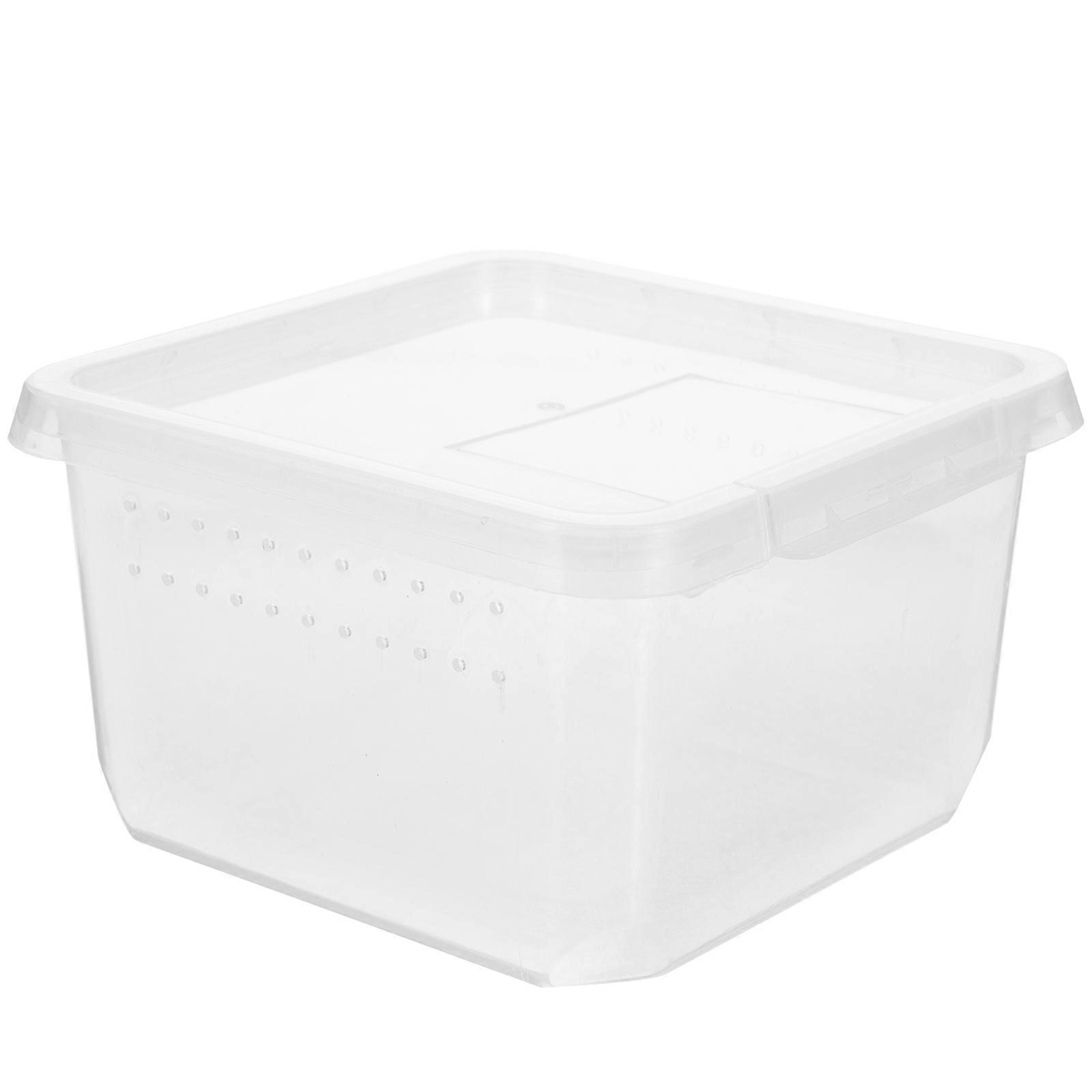Transparent Plastic Reptile Breeding Box Clear Container for Feeding 5Pcs