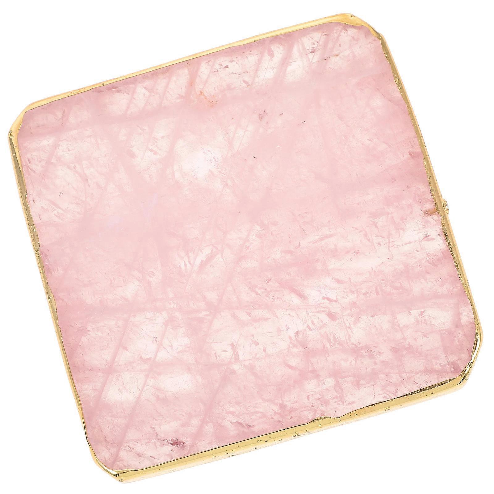 Drinks Coaster Square Size Pink Crystal For Parties Table Protection 2Pcs