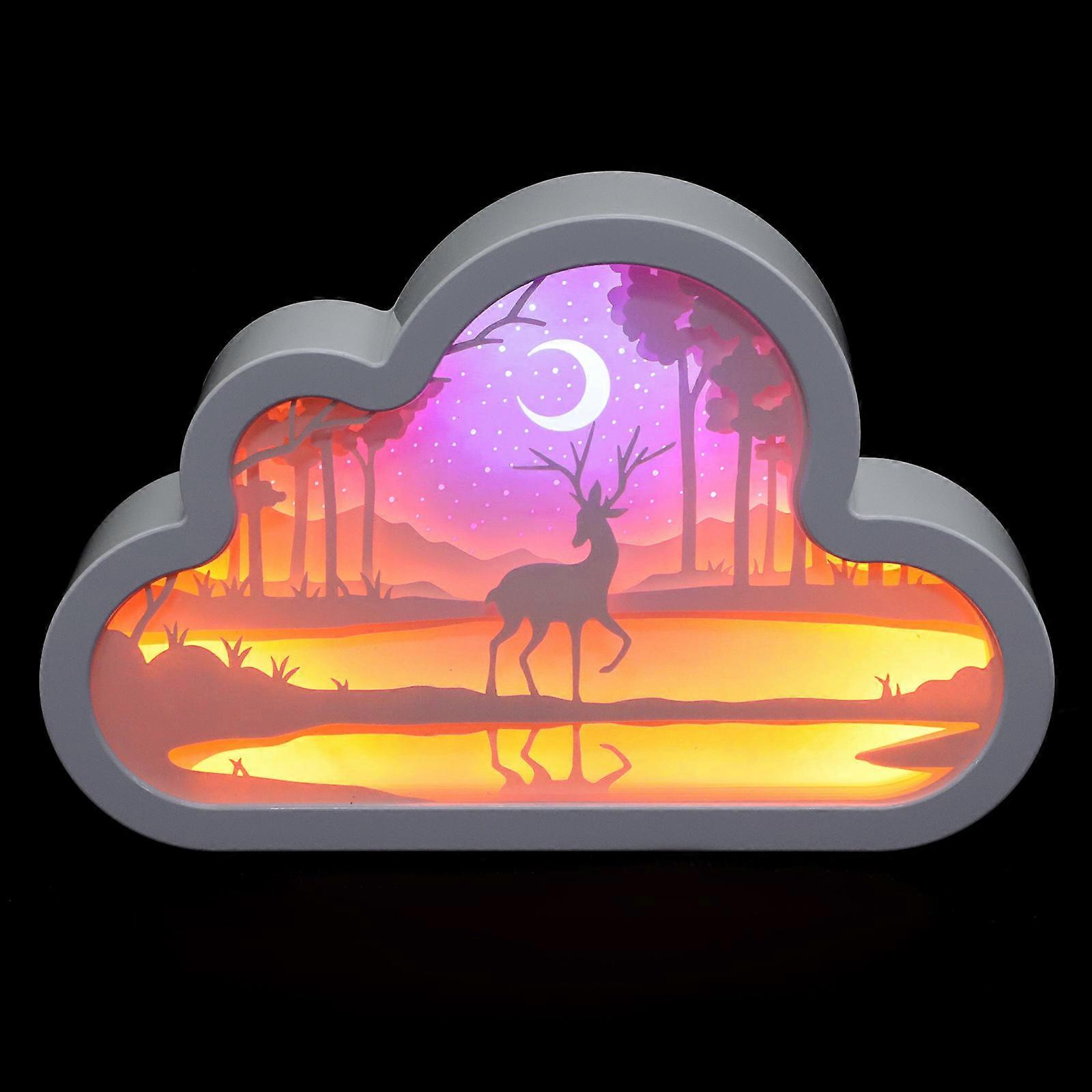 3D Hollow Paper Cutting Lamp 3Sets Warm Light Decorative Night Light