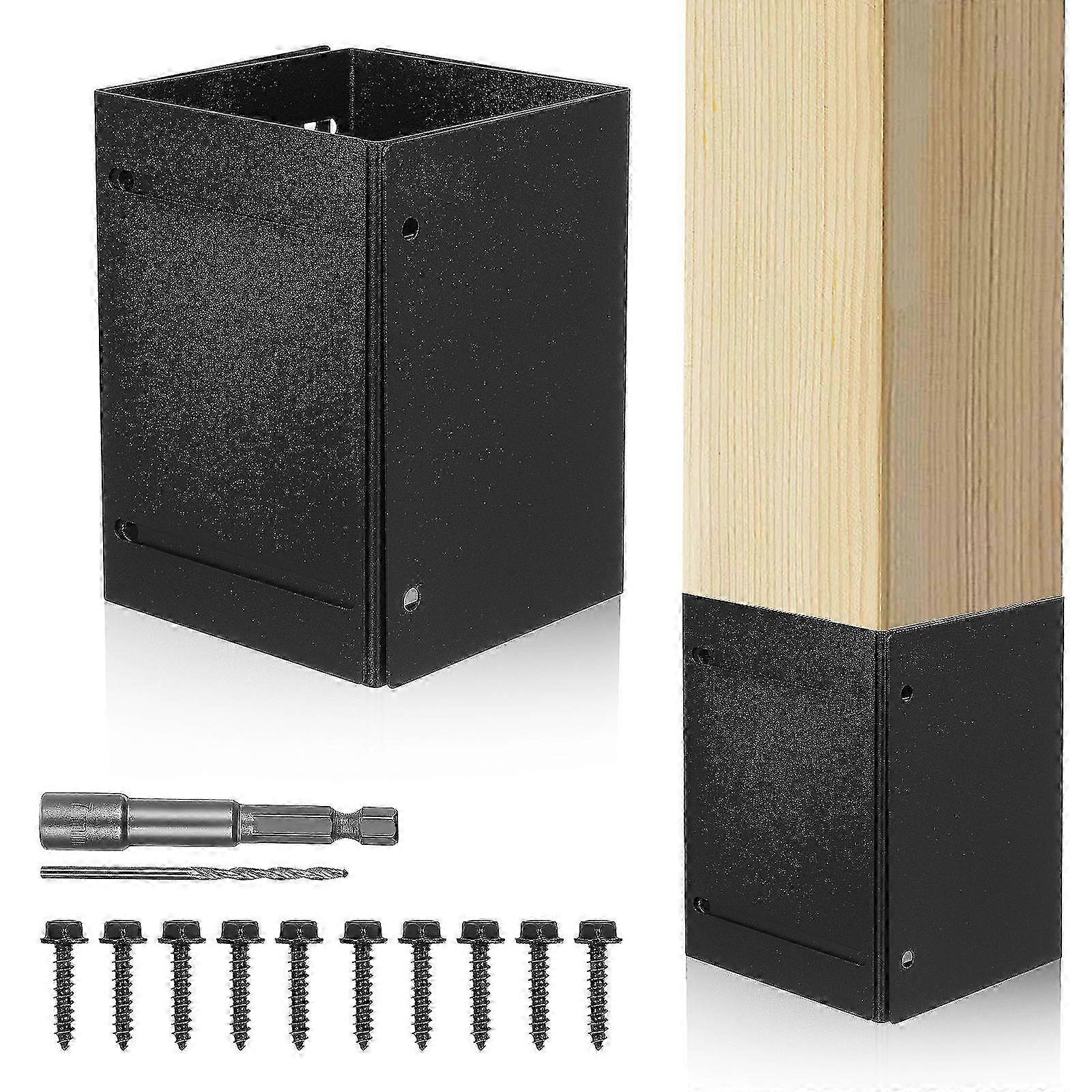 Adjustable Metal Post Protector Kit for Wooden Mailboxes and Fences - Prevents Damage, 1 Set
