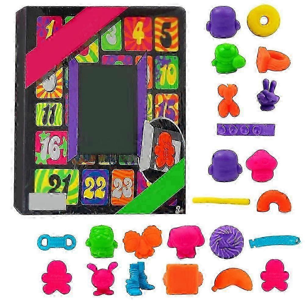 Christmas Stress Reliever Advent Calendar 24-hole Colorful Fun Squeezing Toys 24 Day Countdown Calendar Box Party Gift