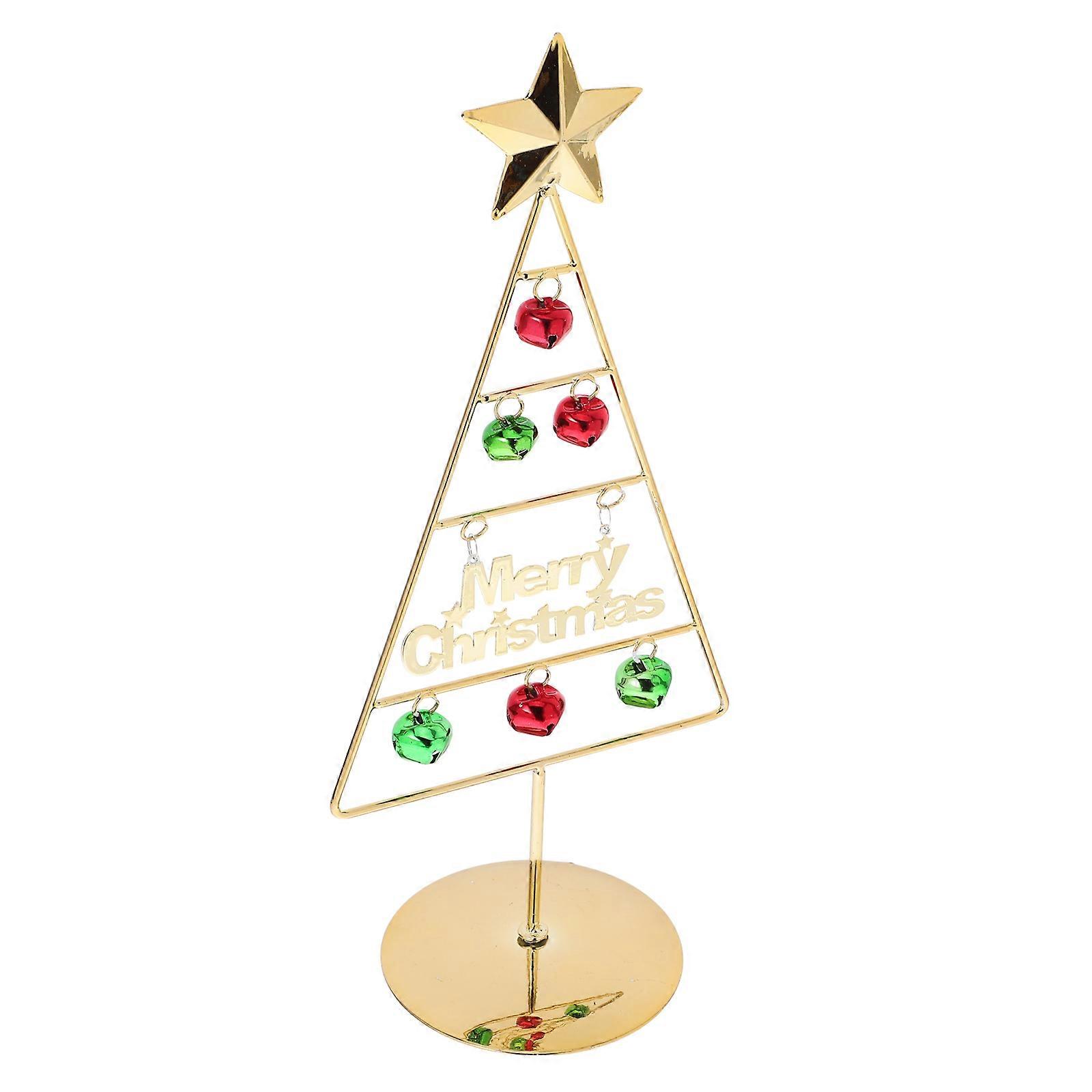 Mini Iron Christmas Tree Decorative Tabletop Pine Tree For Christmas Party Elegant Golden Version 1Pack