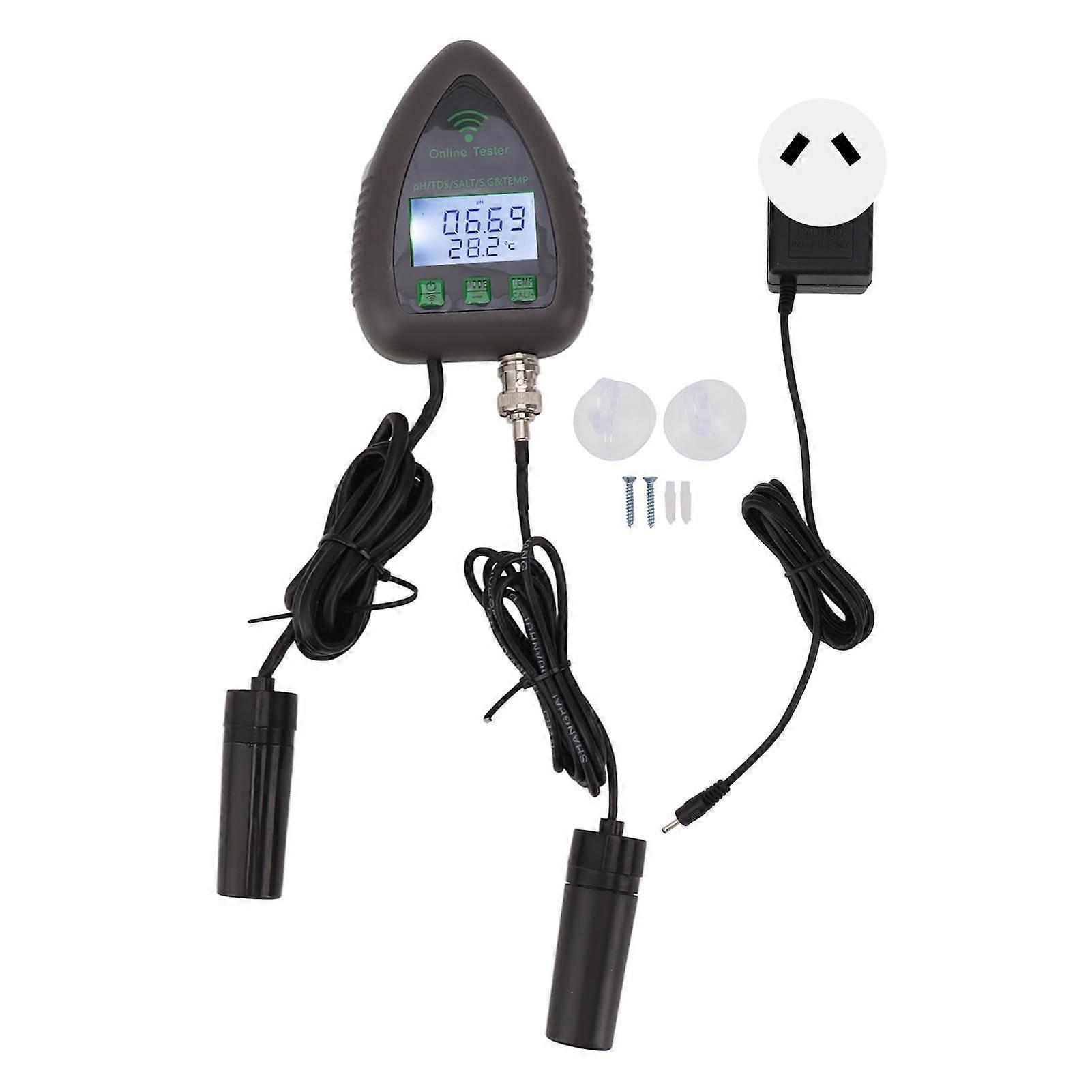 9951W Water Quality Meter 5 in 1 Multi WiFi Continuous PH TDS SALT SG TEMP Online Water Quality Tester for Tuya APP AU Plug 230V