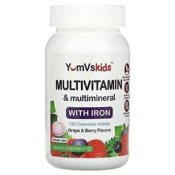 Yum-Vs, Multivitamin & Multimineral With Iron, Grape & Berry, 120 Chewable Tablets
