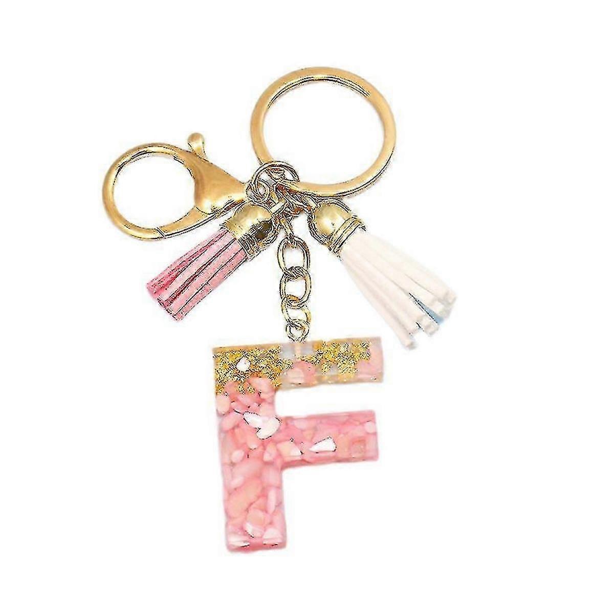2023 New Cute Initial Keychain A-z Letter Sparkly Glitter Key Chain Premium Bag Charm Keychain Accessories (f,2pcs) fast