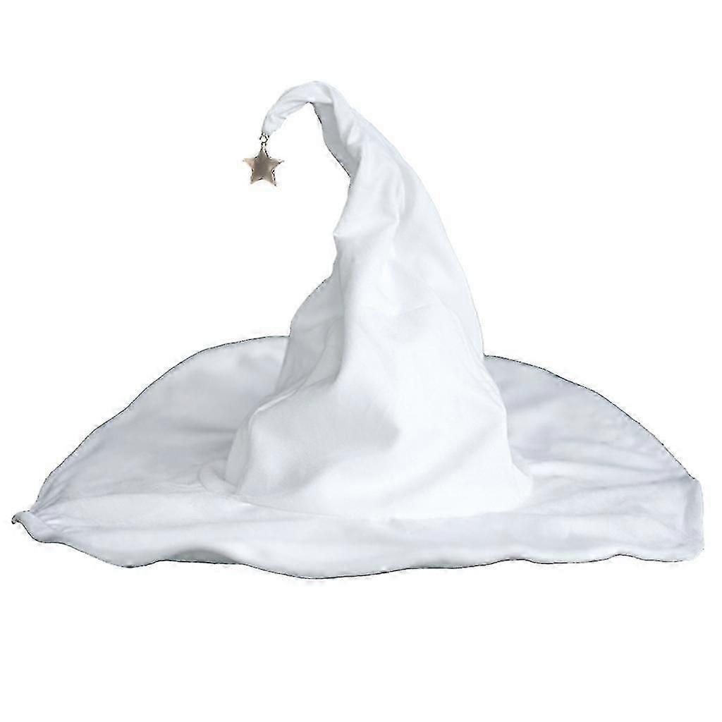 Lace-up Strap Witch Hat Women Adult Halloween White Wizard Hat