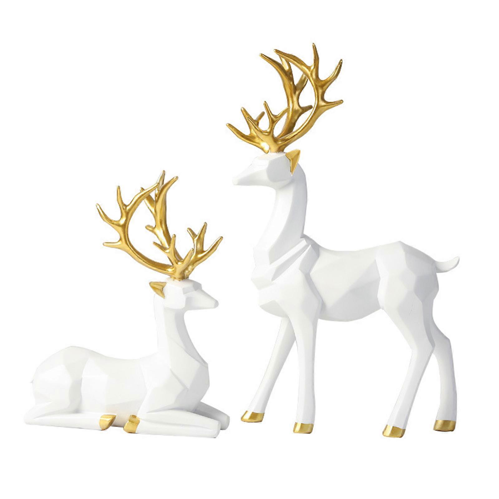 Home Office Elk Decoration Resin Desktop 1Pair Elk Adornment