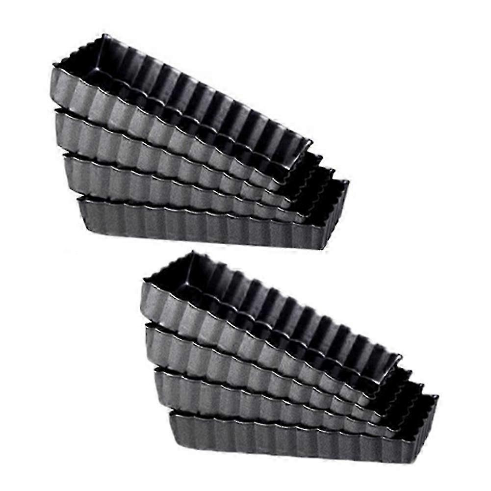 8 Pcs Non-Stick Quiche Tart Pans Rectangle with Removable Bottom,Fluted Tart Tin for Fruit Pie Cake
