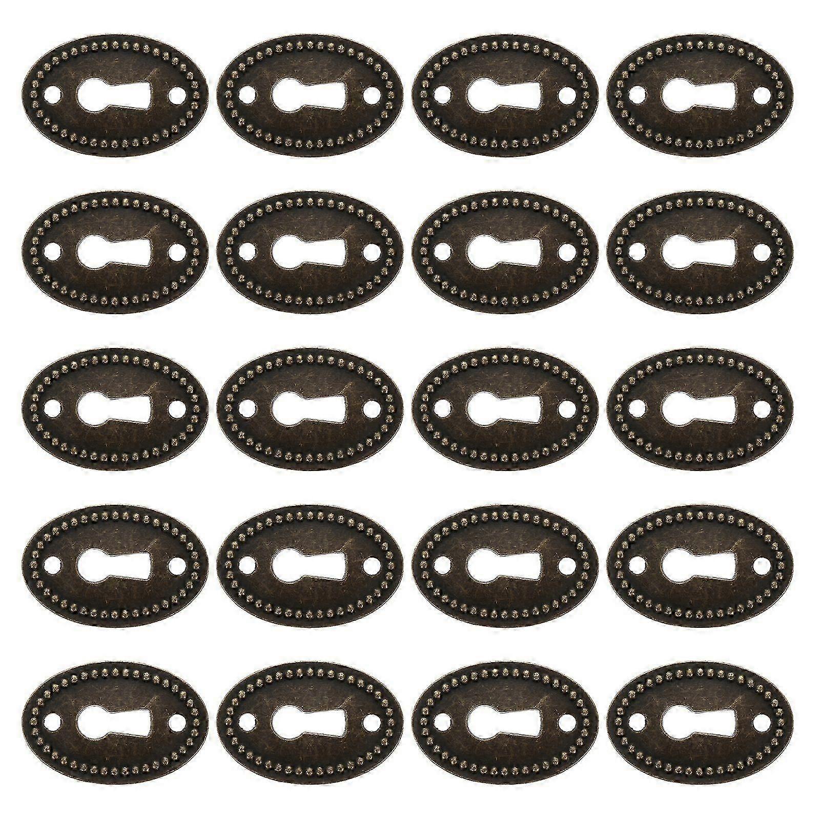 20pcs Oval Decorative Keyhole Cover Keyhole Escutcheon Plate for Dresser Drawer