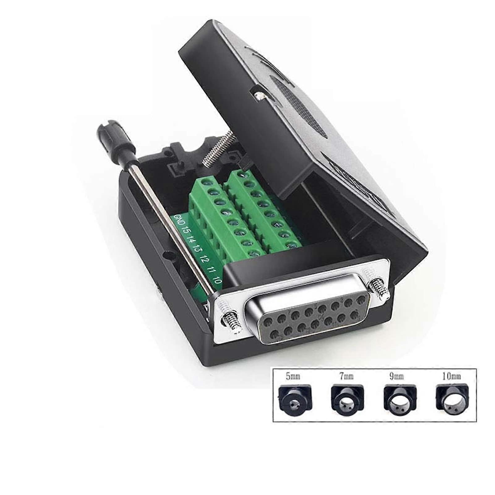 DB15 Connector 15Pin Breakout Board DSub Adapter, Male Terminal Module, Case Included, Color FS