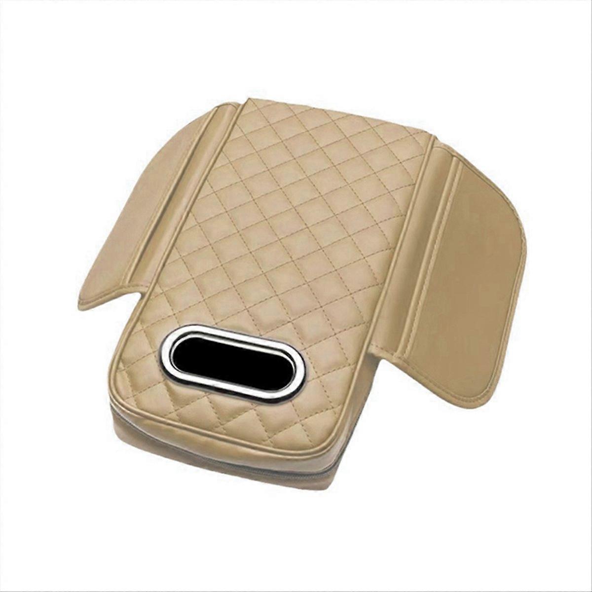 Car Armrest Cover PU with Tissue Storage Memory Foam Height Pad A