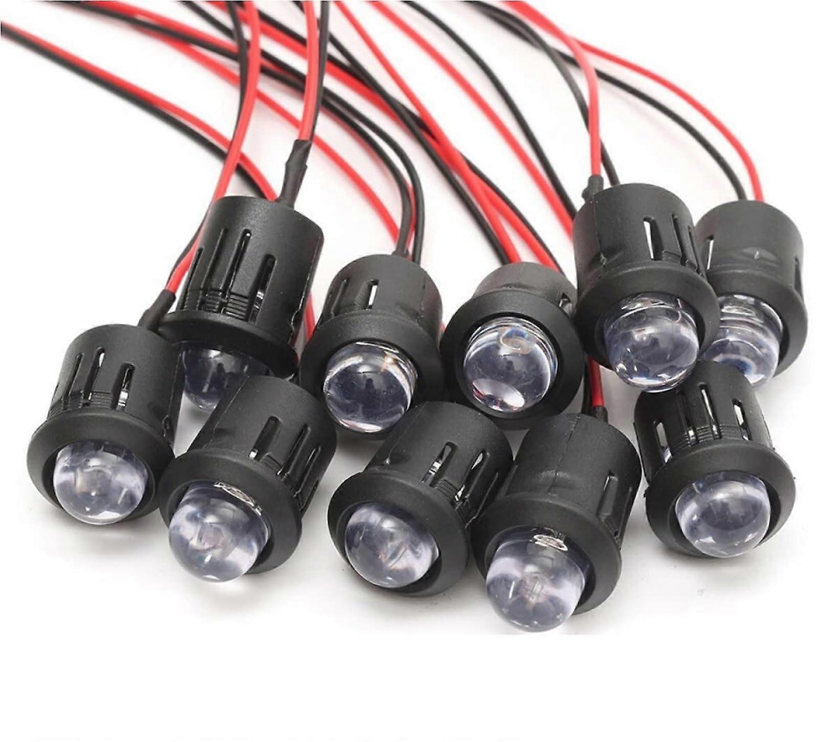 LED Light Lamp 20 Pcs Lot 12V 10Mm PreWired Constant Flashing Water Clear Emitting LED Bulbs With Plastic Shell White