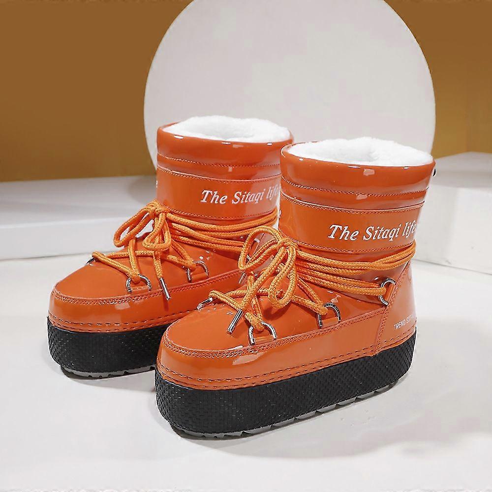 Kids Parent-Child Snow Boots Bright Color Ski Thick Sole Women's Moon Boots Waterproof Anti-Slip Space Boots