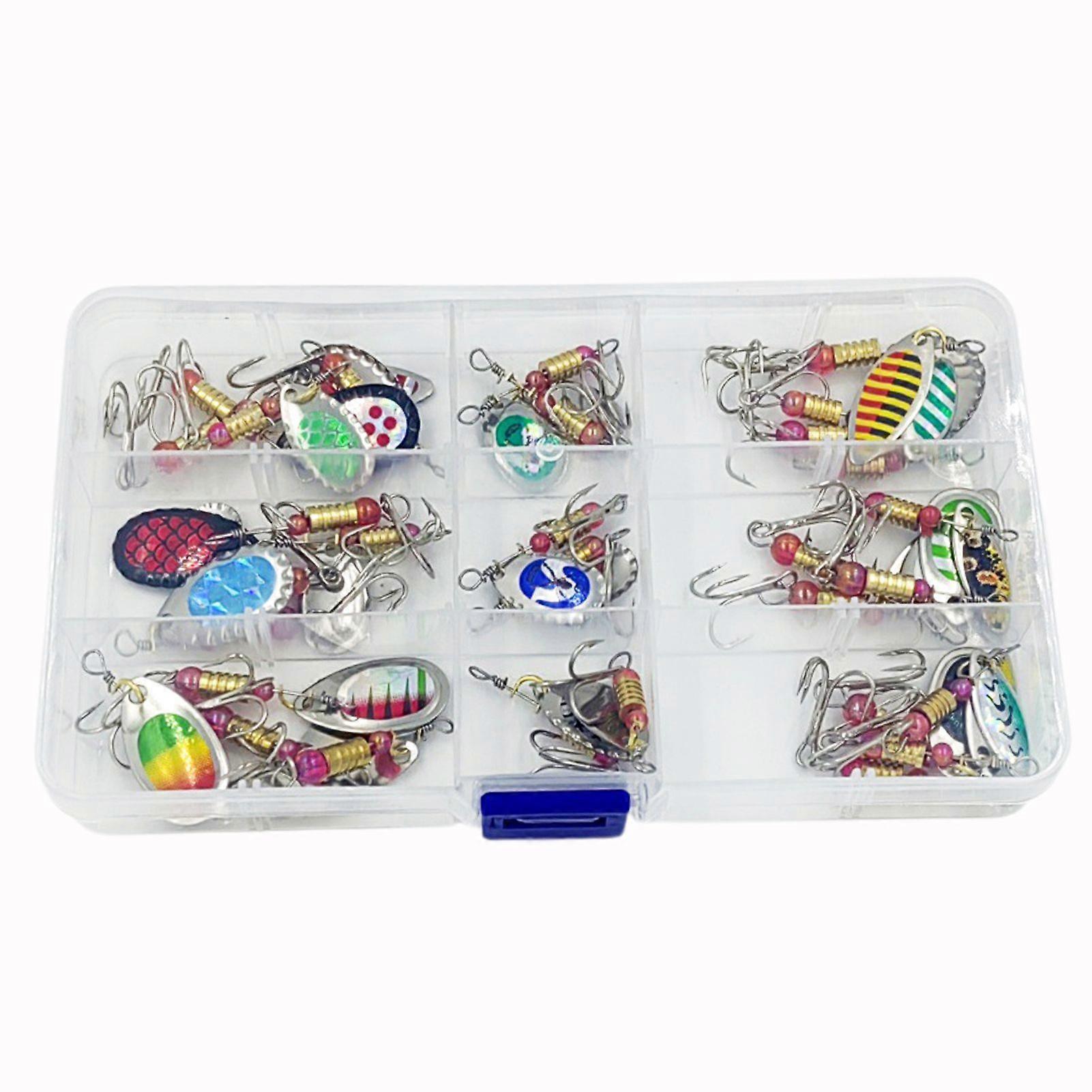 30Pcs Jig Spinner Bait Kit Sharp Hook Design Mini Size Portable Rotating Spinner Fishing Lures Topwater Lures