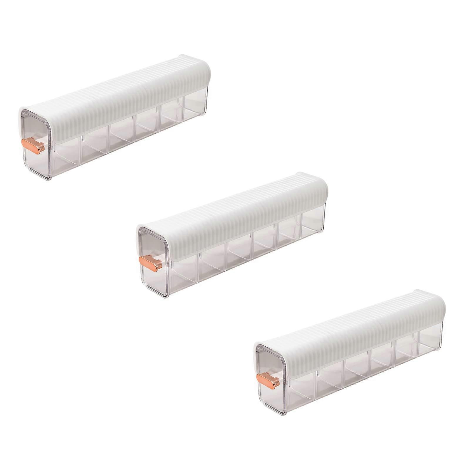 Wall Mounted Transparent Storage Box 3Piece White, Punch 6Cell Drawer Organizer, Hanging Storage For Data Cables