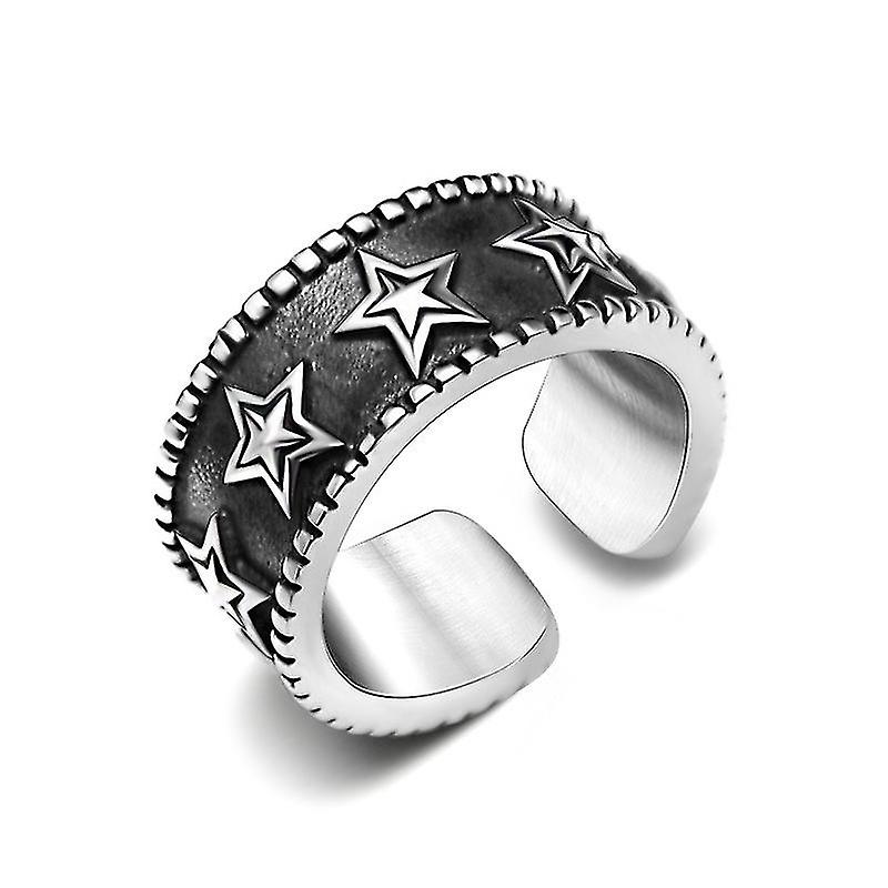 Five-pointed Star Rings Personalized Retro Titanium Steel Open Ring Simple Men's Accessories Retro Ring Sa94
