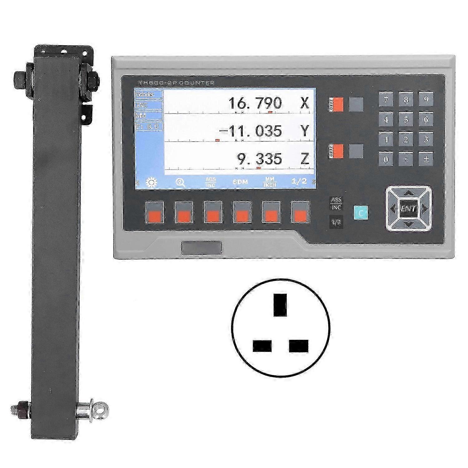 LCD Digital Readout Linear Scale Encoder Magnetic Grating for Lathes Milling Machine AC 80260VUK Plug 2 Axes