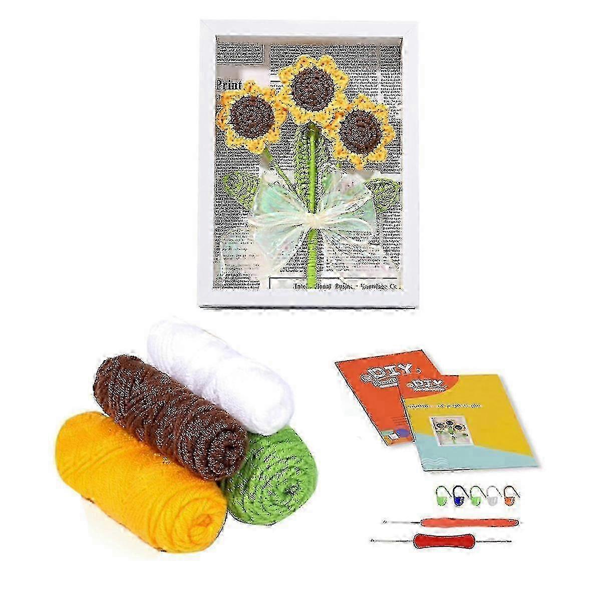 Crochet Kits For Beginners,crochet Kit With Step-by-step Video Tutorials Sunflower Bouquet Kits G
