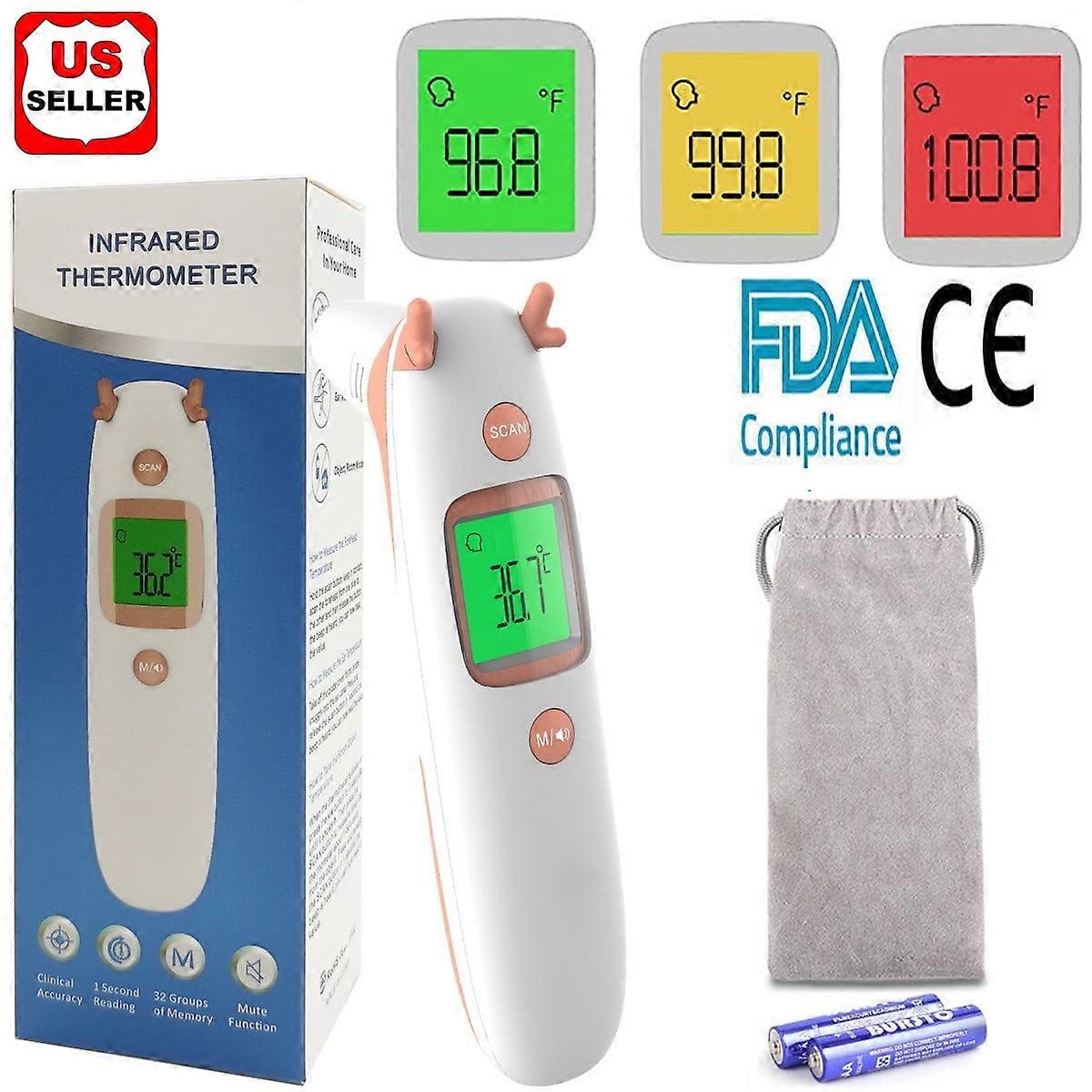 LINKPAL Non-Contact No Touch Forehead Digital Infrared Body Thermometer with Fever Indicators for Baby and Adult and Object Mode,