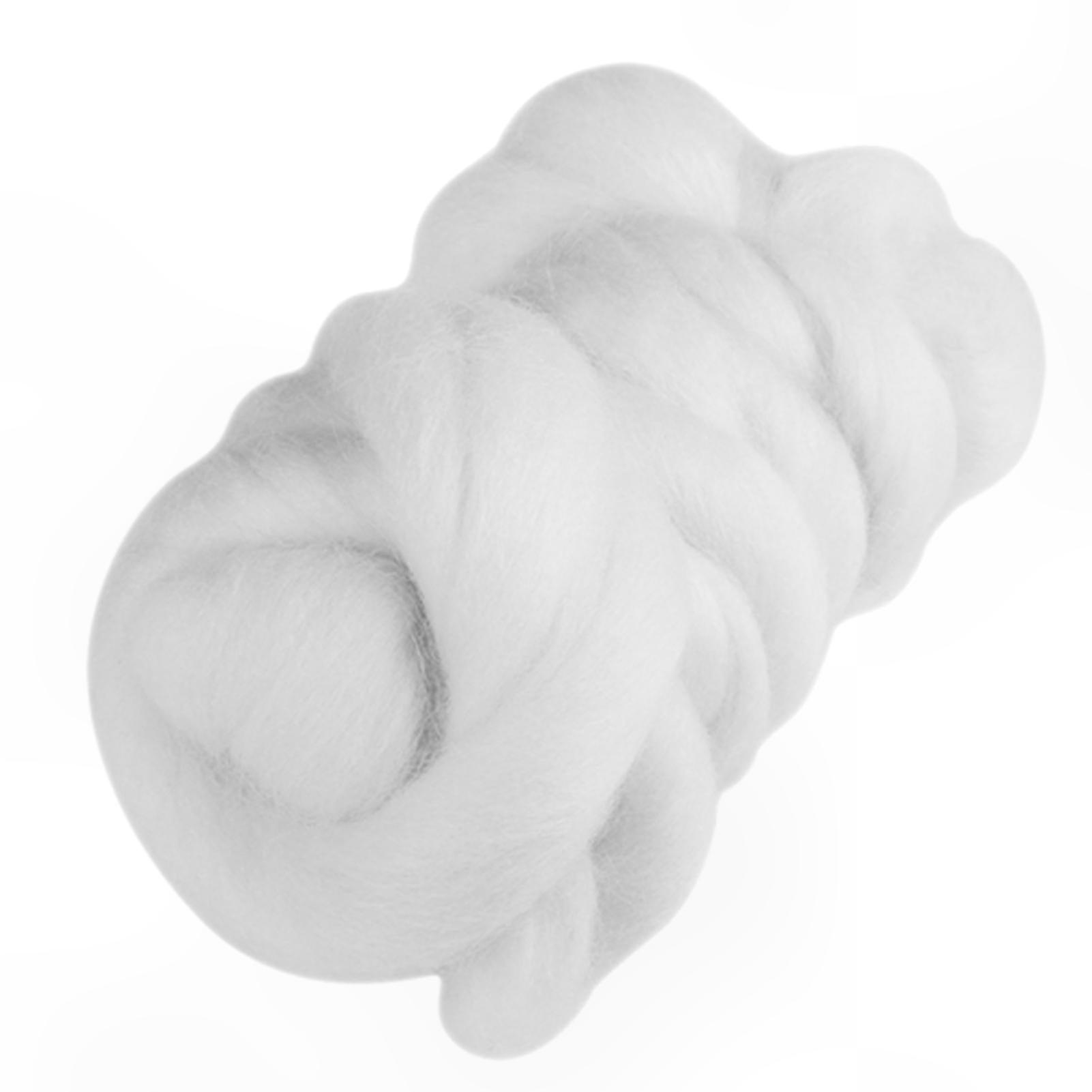 55g White Coloured Felting Wool for Crafts and Sewing