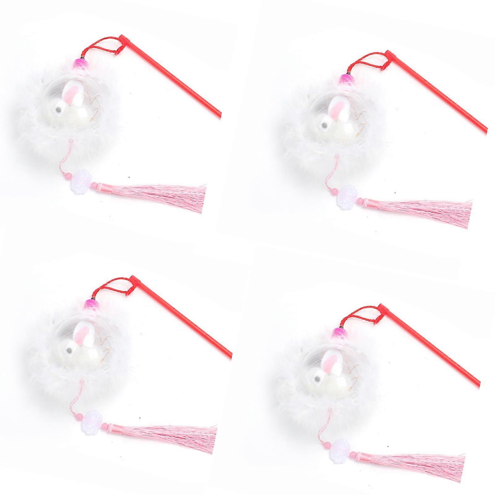 Autumn Festival Rabbit Lights Set Of 4 Foldable Artisanal Lanterns For Party Decor