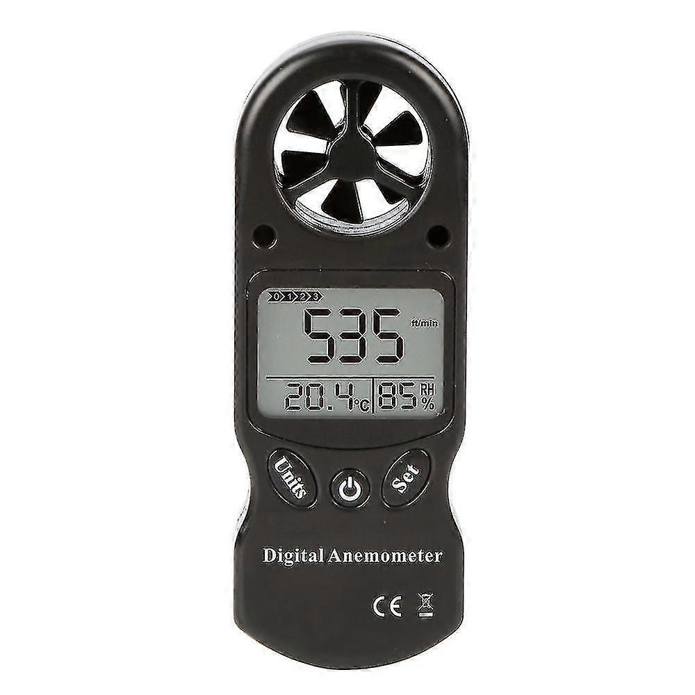 Lcd Digital Anemometer Wind Speed Meter Air Flow Speed Measurement Indicator Thermometer With Black Backlight