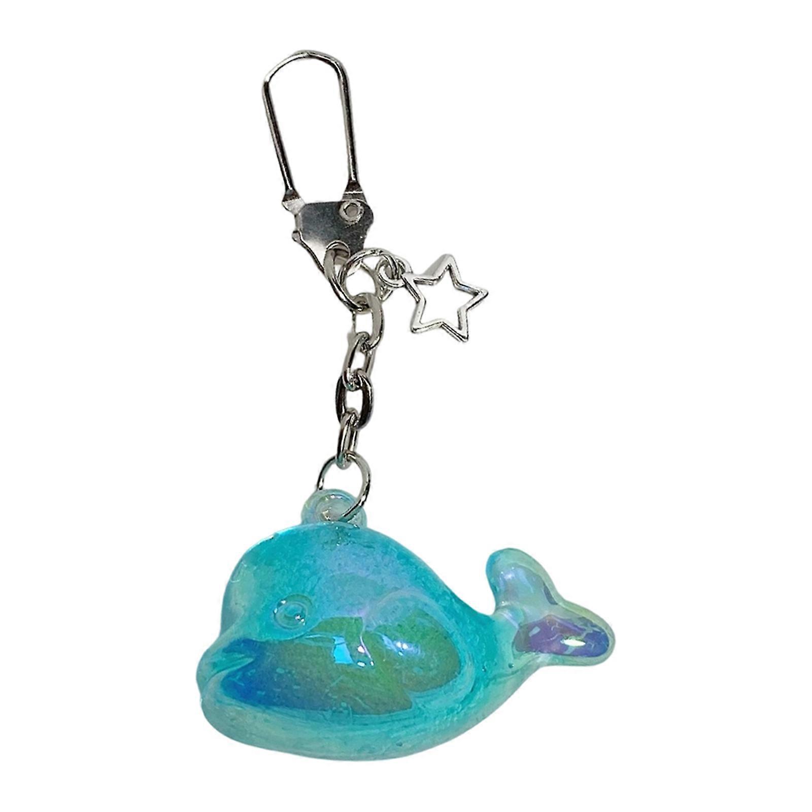 Adorable Resin Whale Keychain Featuring Multicolor Beads Stylish Accessory Multicolor