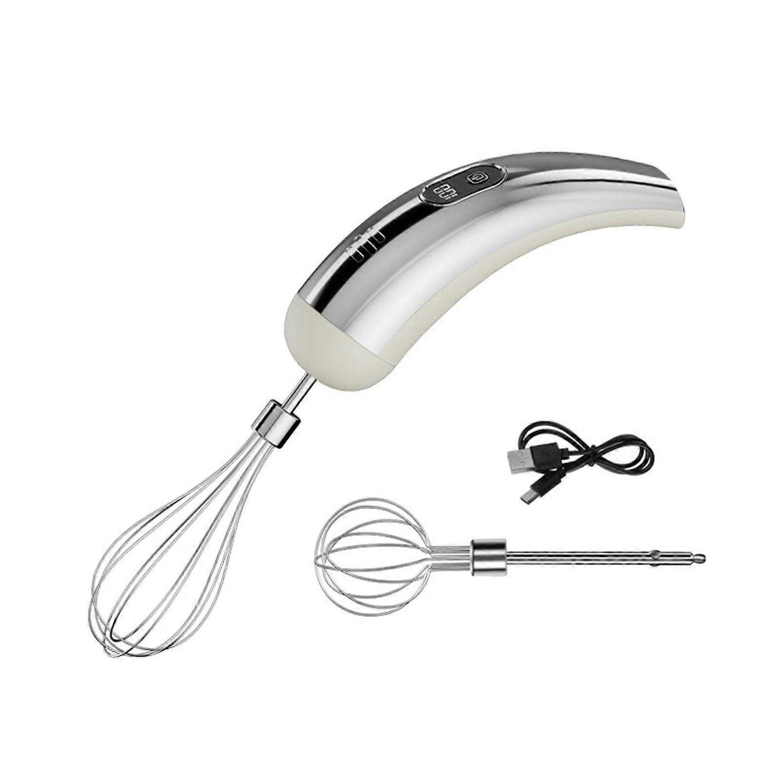 Rechargeable Handheld Mixer Powerful Mixing Ergonomic Grip Wireless Convenience for Baking Enthusiasts  Rice silver