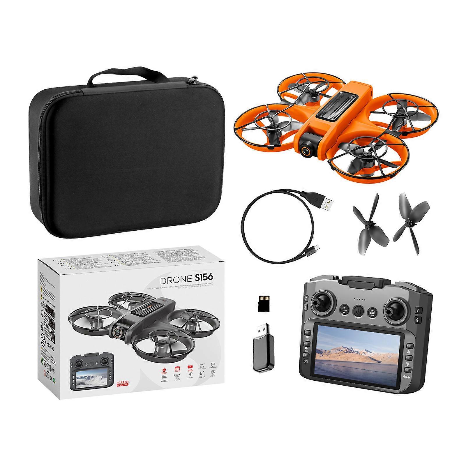 S156 Drones Professional Double Camera Screen Remote Control Brushless Motor Obstacle Avoidance Quadcopter  Orange