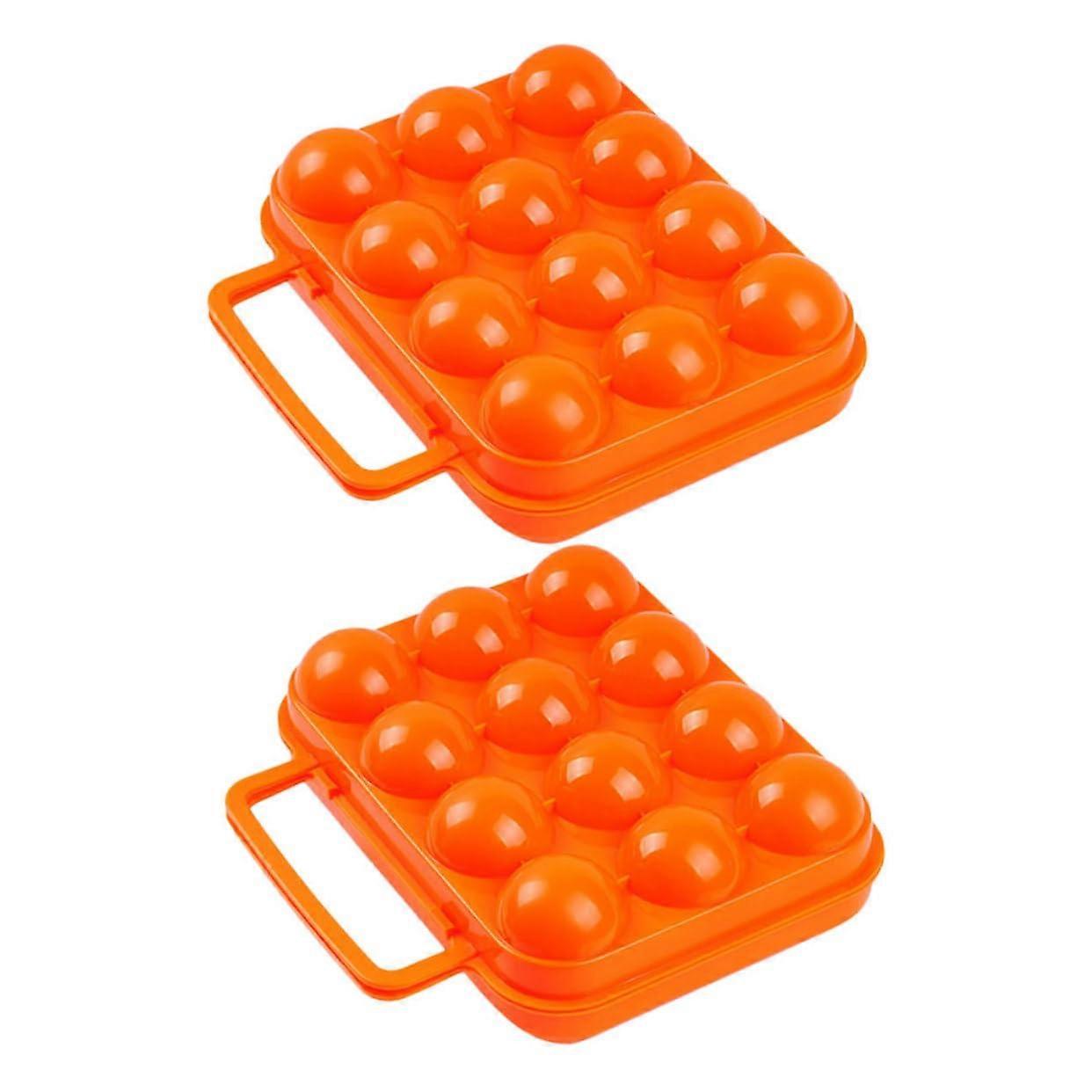 Egg Storage Box 2 Pack With Secure Lock Plastic Organizer For Travel Outdoor Stackable Shockproof Orange Carrier