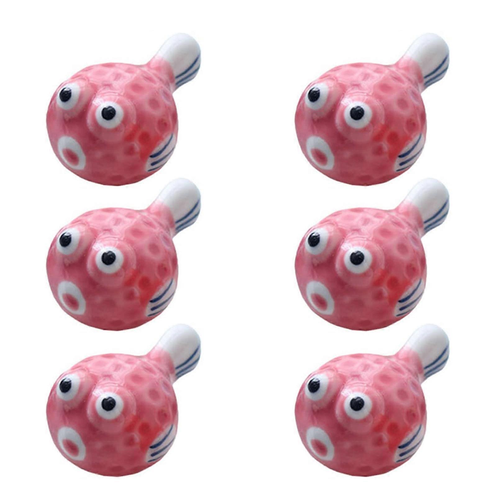 Pack of 6 Ceramic Chopstick Holders Pufferfish Shape Spoon Fork Stand Table Decoration Chopstick Rest Ceramic Material  Pink