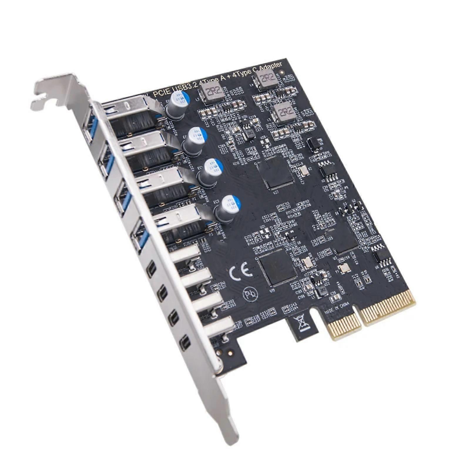 Rozšiřující karta PCIE USB3.2 GEN2 10 Gbps PCIE na 4 porty TYPE-A+4 porty USB C adaptér USB adaptér pro stolní počítač vícebarevný