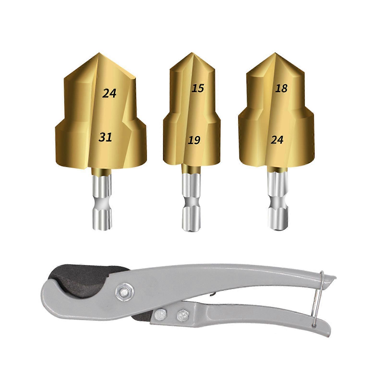 Coated Reaming Tool Kit, 3pc Fast Pipe Cutter for Professional Heating System Installation Use Tool Multicolor