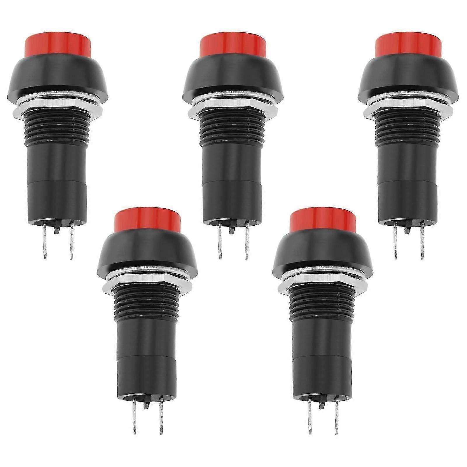 Latching Push Button Switch 12mm SPST On Off SelfReset Red, 5Pcs, 250V/1.5A 125V/3A, for Mobility Scooter Car