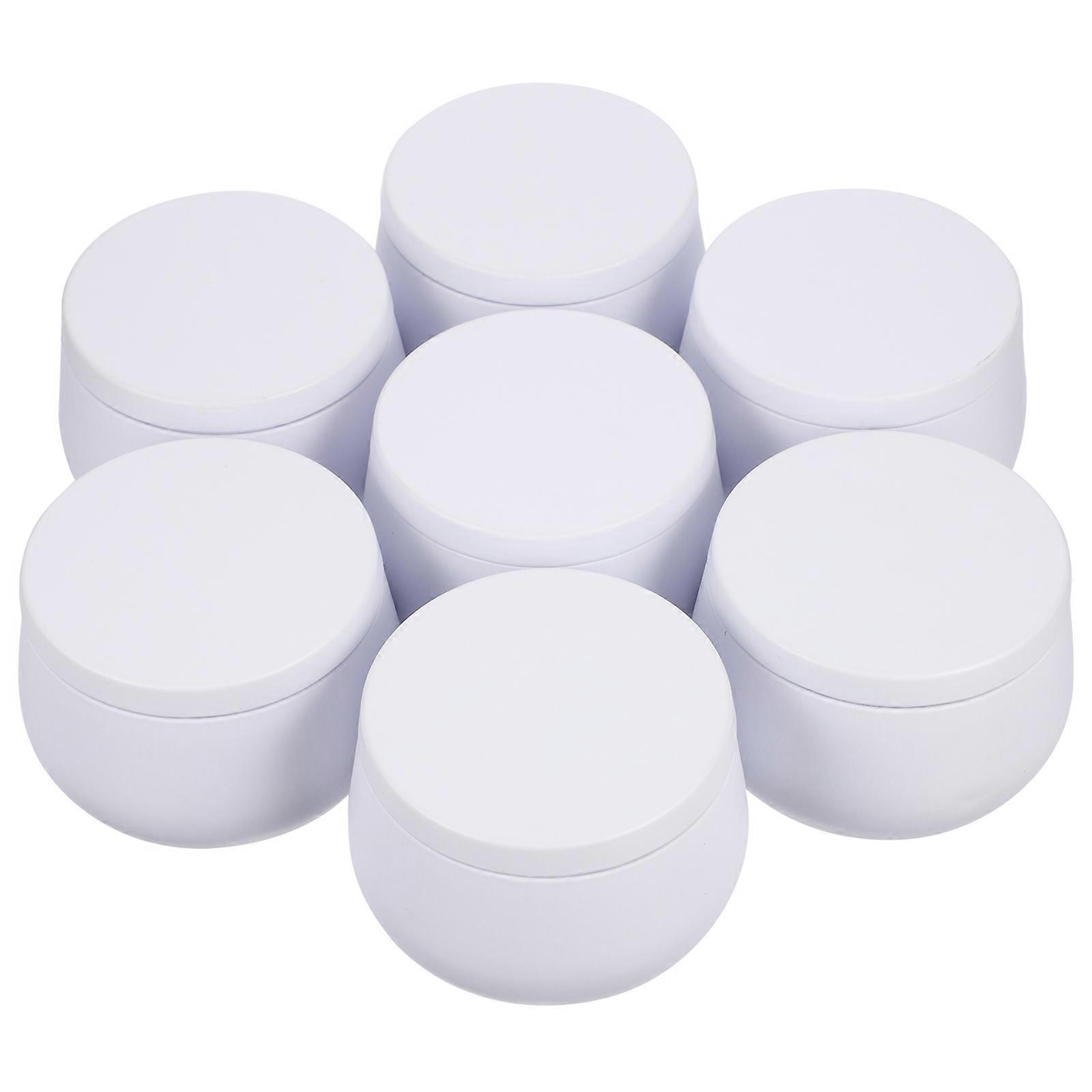 Candy Tea Tin Can for Storage 9Pcs White Round Tea Tin Canister