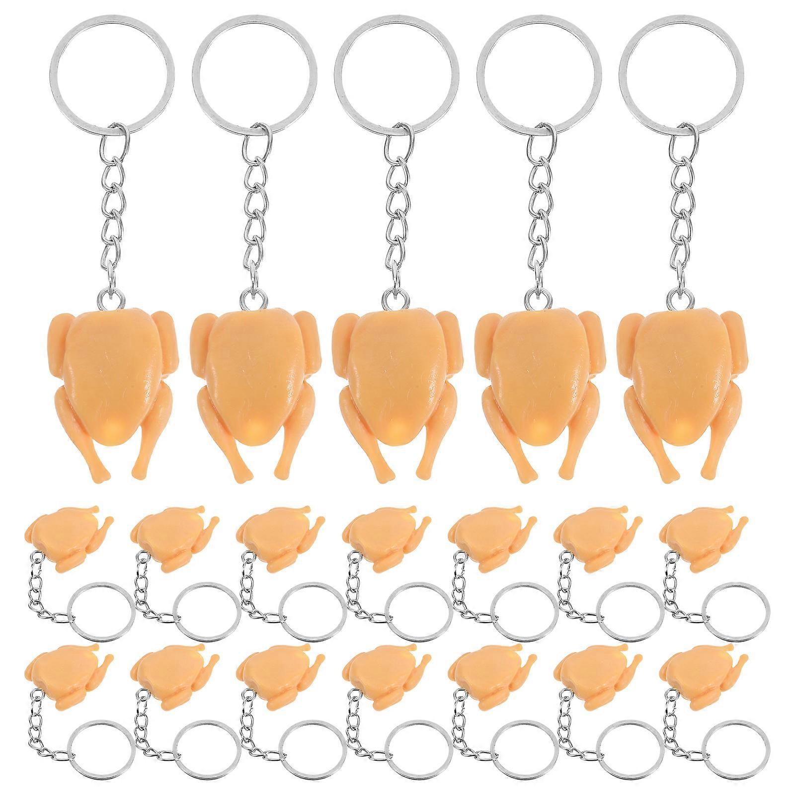 Creative Keychain Mini Roast Chicken Keyring for Keys 20Pcs PVC Material