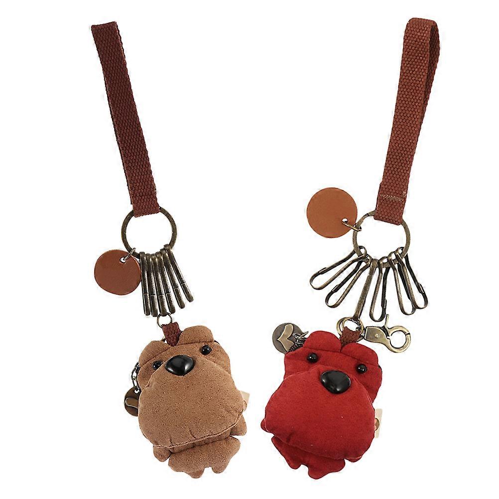 Plush Bear Keychain 2Pcs Assorted Color Key Holder For Backpacks Ideal For Car Keys And Everyday Use