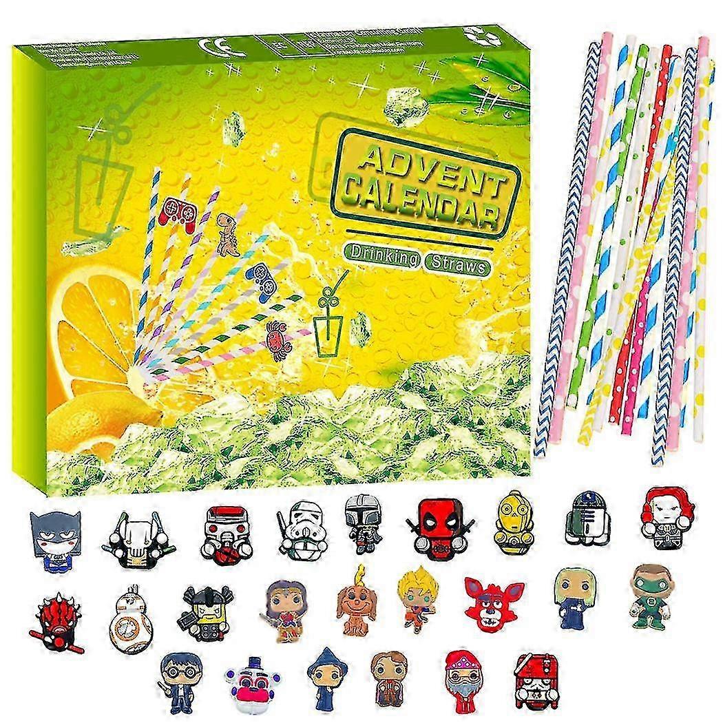 Christmas Straw Blind Box Advent Set with Miniature Toys