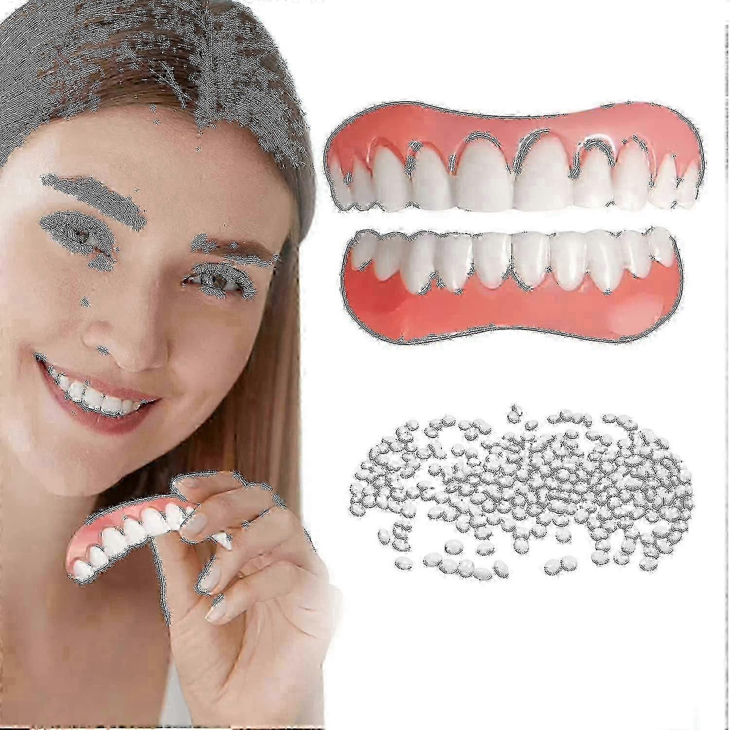 2 Pack Dentures Cosmetic Teeth Comfortable Upper And Lower Denture Veneers Cosmetic Teeth