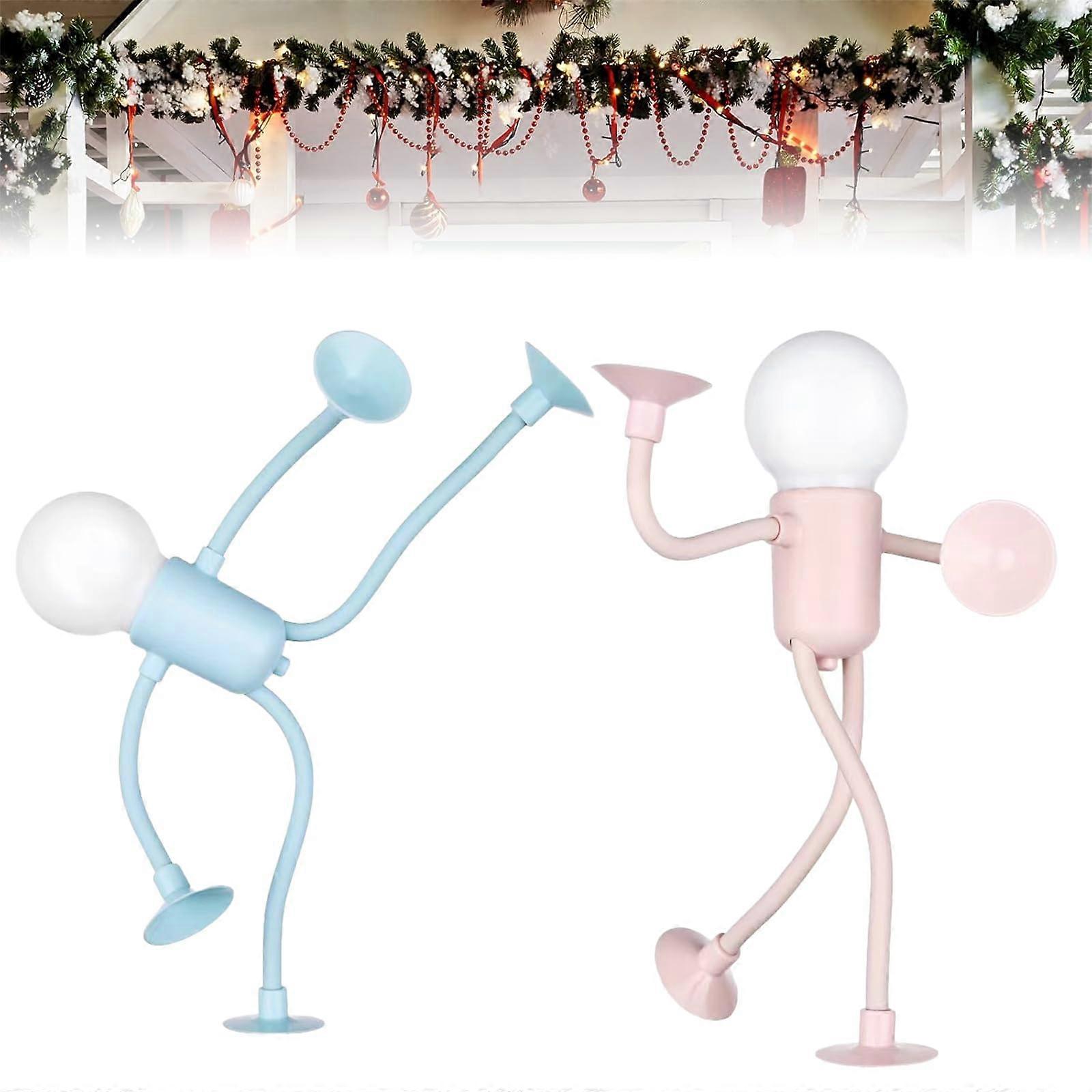 Adjustable Shape LED Night Light with Touch Control and Suction Mount for Bedroom Hallway, 2pcs Pink and Blue