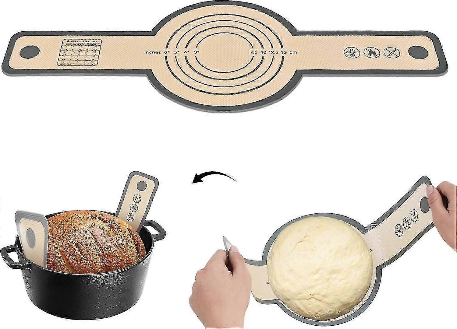Silicone Bread Sling for Dutch Oven, Non-Stick & Heat Resistant Liners With Long Handles, Reusable Mat