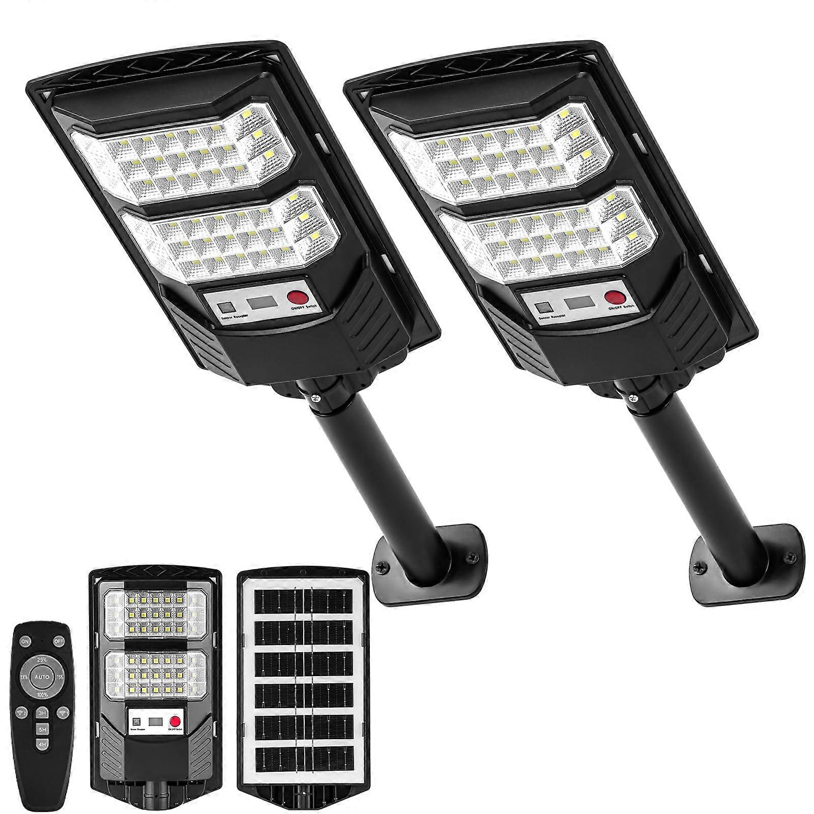 Solar Street Lights Outdoor 10000 Lumens IP67 Waterproof with Motion Sensor Dusk to Dawn 2 Pack