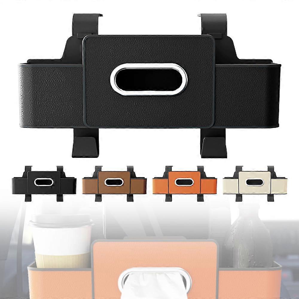 Car Backseat Organizer with Hooks, Tissue Holder, Cup Storage and Trash Bin, Black Leather
