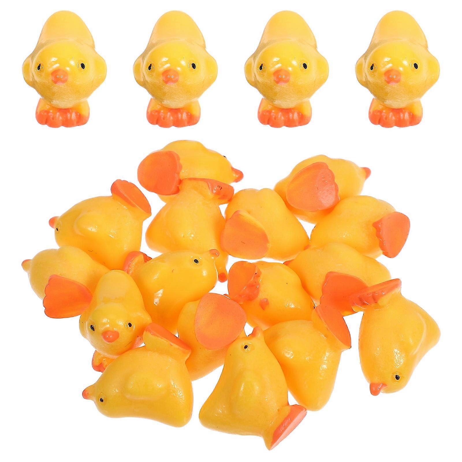 Resin Mini Chicken Figurines for Easter Decoration Yellow 20Pcs Set