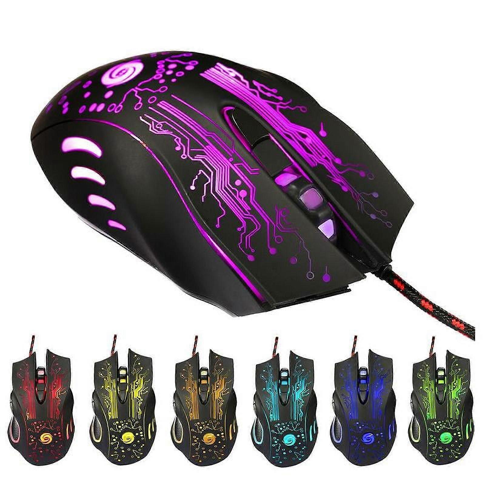 Gaming Wired Mouse 6 Buttons LED Backlit Light PC Laptop Computer D0P0 T2E9