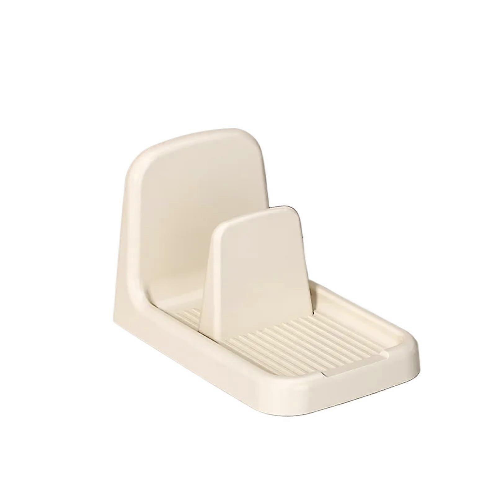 Pot Lid Holder 2pcs Stackable Plastic Kitchen Lid Organizer Space Saving Rack for Heavy Cookware Beige