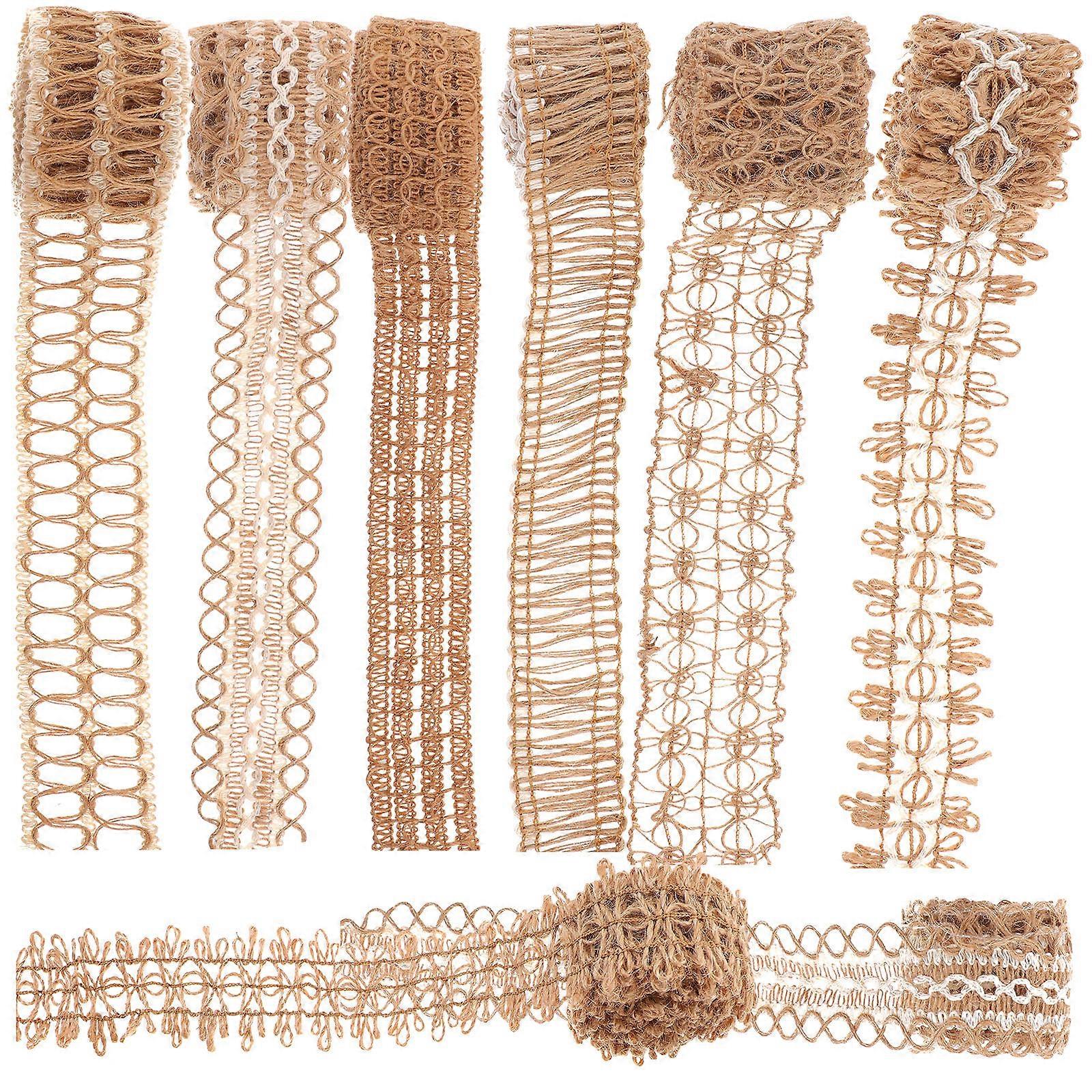 Rustic Burlap Ribbon Jute Ribbon for DIY 8 Rolls Assorted Color Gift