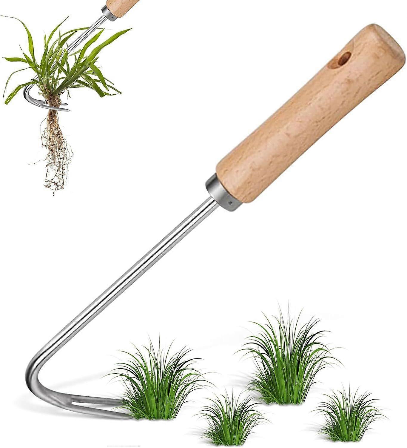 Stainless Steel Weeding Tool, Manual Weeder with Wooden Handle Portable Dandelion Puller, Weed Extractor, for Weeding Your Garden, Digging