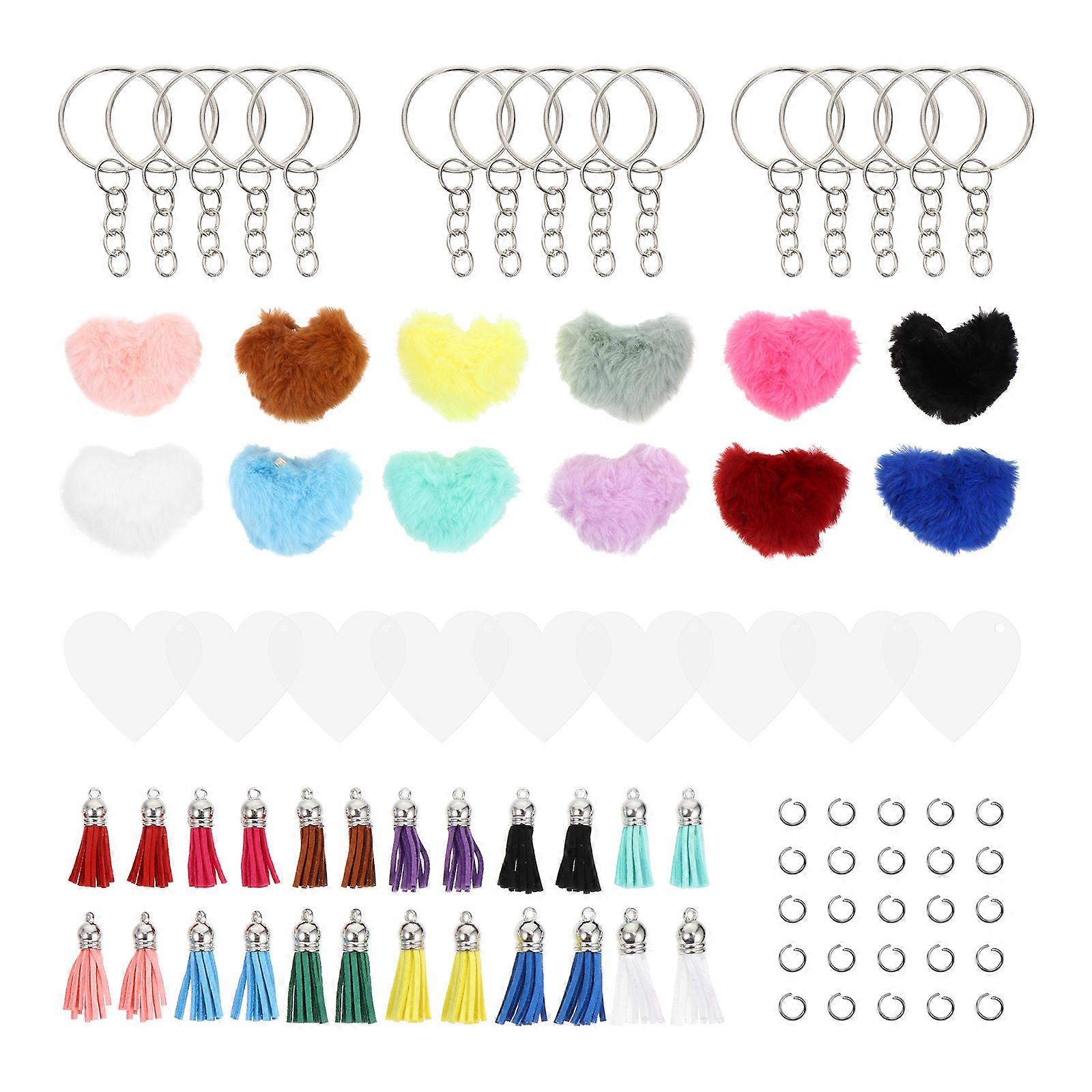 Keychain Tassel and Plush Ball DIY Kit for Decoration Use 3Sets